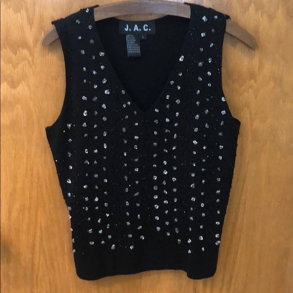 Sleeveless tank with beads and gemstones
